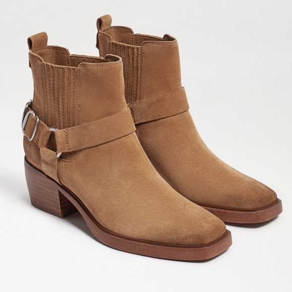 NEW Sam Edelman Womens Bellamie Camel Western Boho Heels Square Toe shoes - Picture 1 of 15